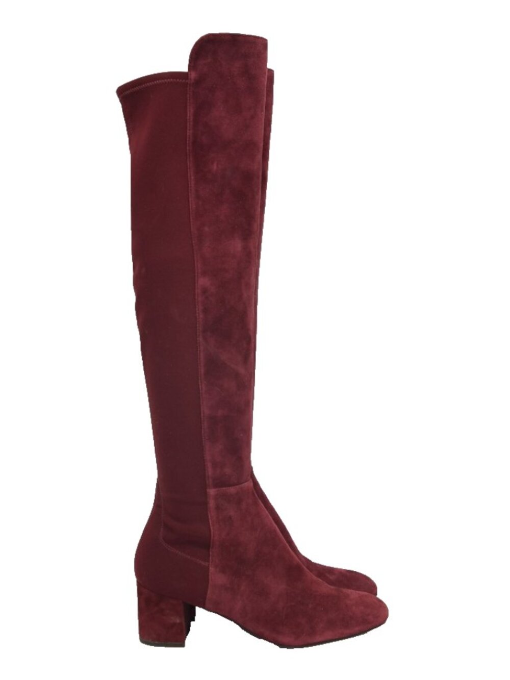 NEW $850 STUART WEITZMAN CITY BLOCK OTK BOOD SUEDE BURGUNDY 8.5 B (PD20)